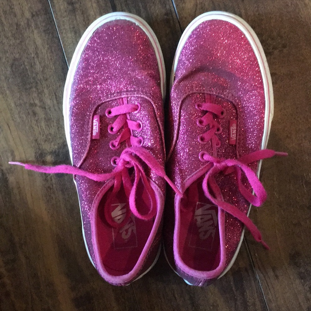 Girls Vans pink glitter lace ups